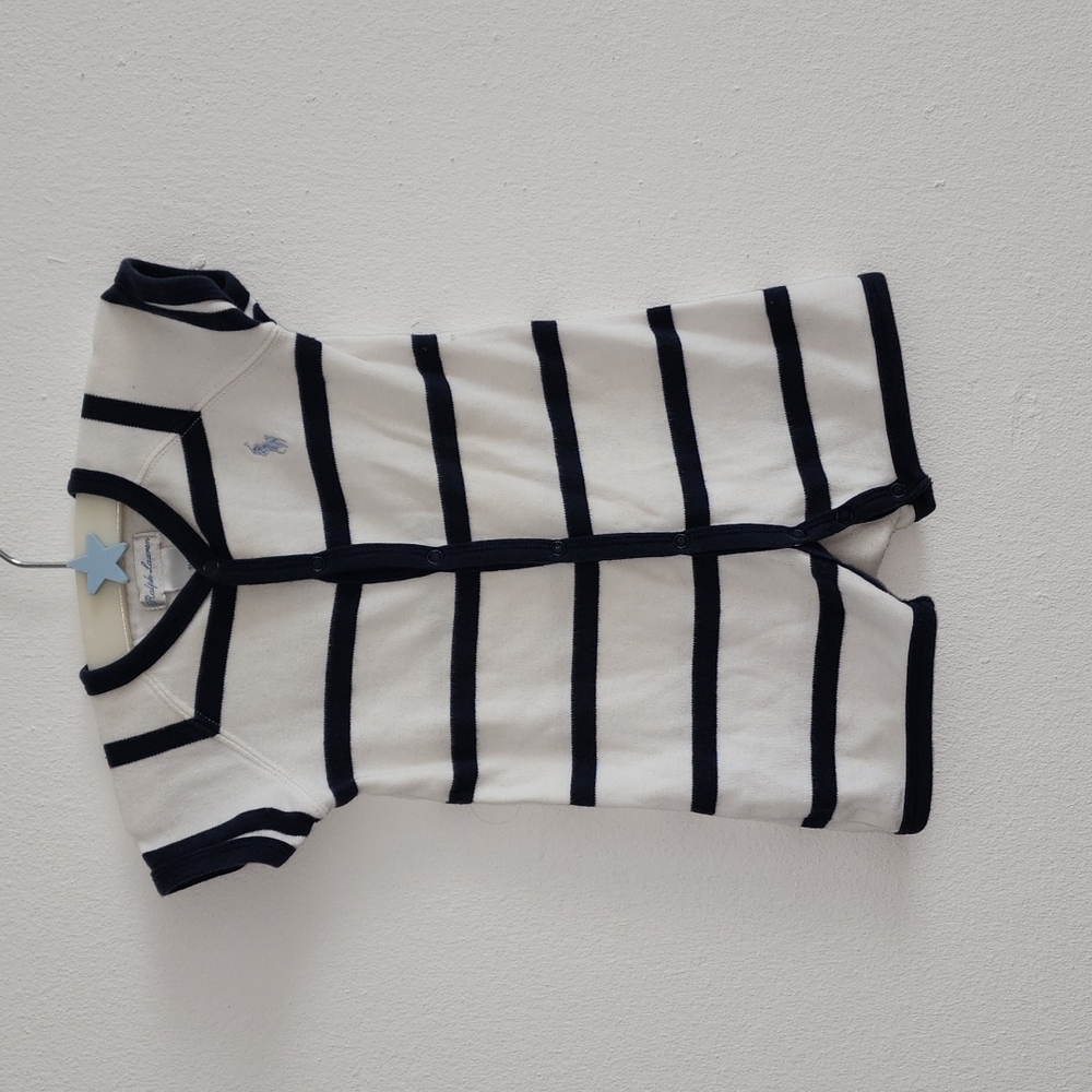 Ralph Lauren Polo Onesie Navy and White Stripes
